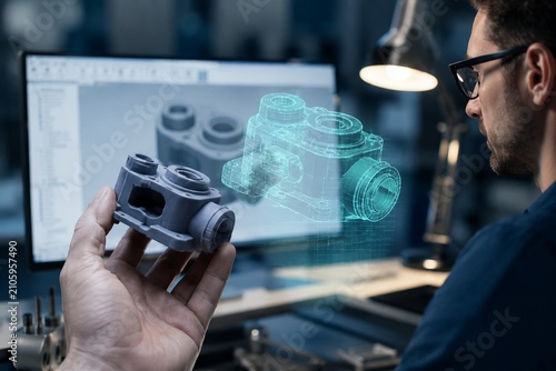 Product Engineering Workspace with 3D Hologram