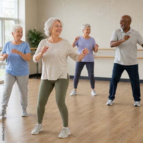 senior couple exercising in gym