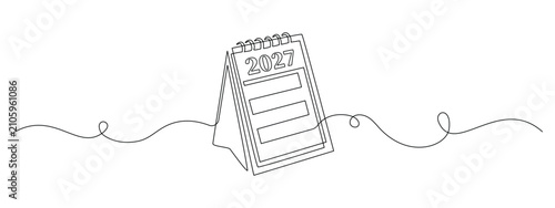 Fotografía Loose-leaf calendar 2027 in one continuous line drawing