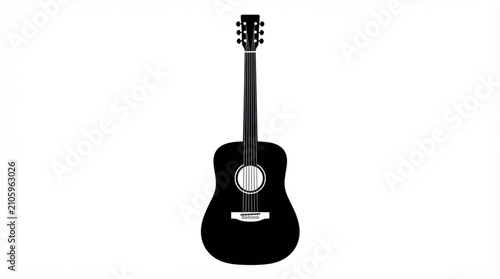 Foto Vectors Black acoustic guitar vector illustration, minimalist musical instrument