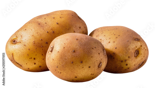 Fényképezés Isolated fresh whole raw organic potatoes arranged, healthy natural root vegetable food ingredient