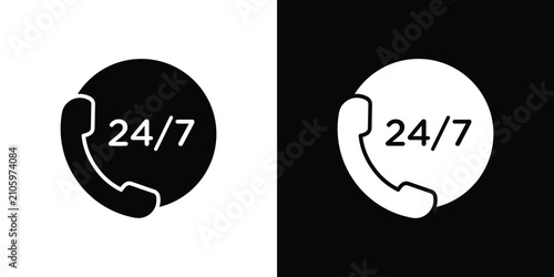 24 7 support icon flat symbols pack