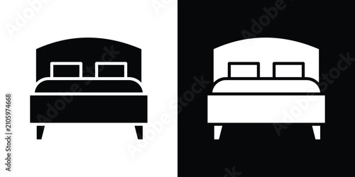 Foto Double bed icon flat symbols pack