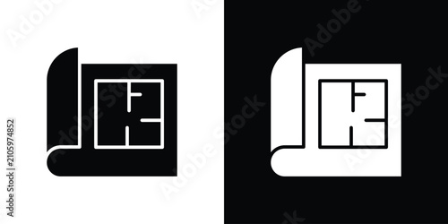 Canvastavla Floor plan icon flat symbols pack
