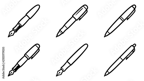 Принти на полотні Hand-drawn writing instruments collection, isolated on white
