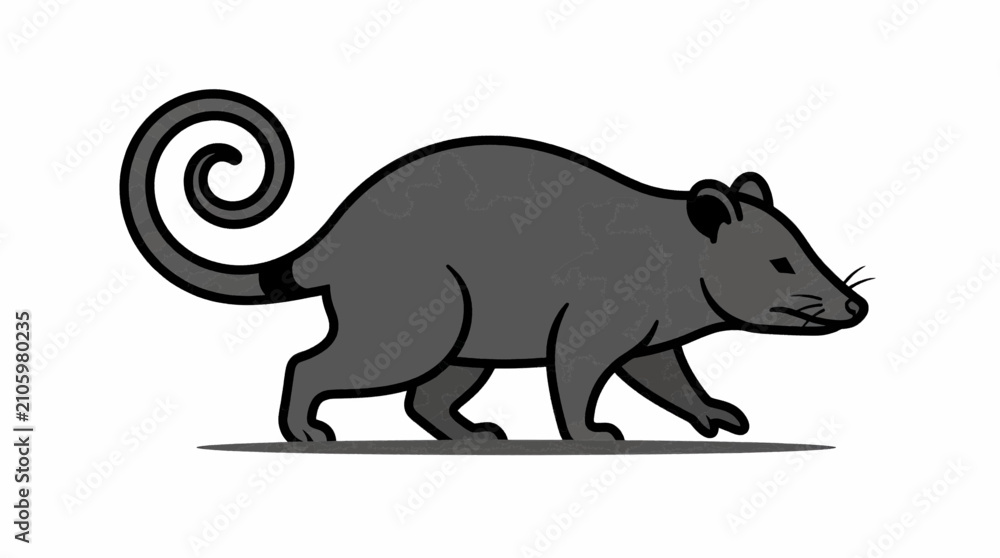 Fototapeta premium Gray Coatimundi Animal Illustration Walking Left Side