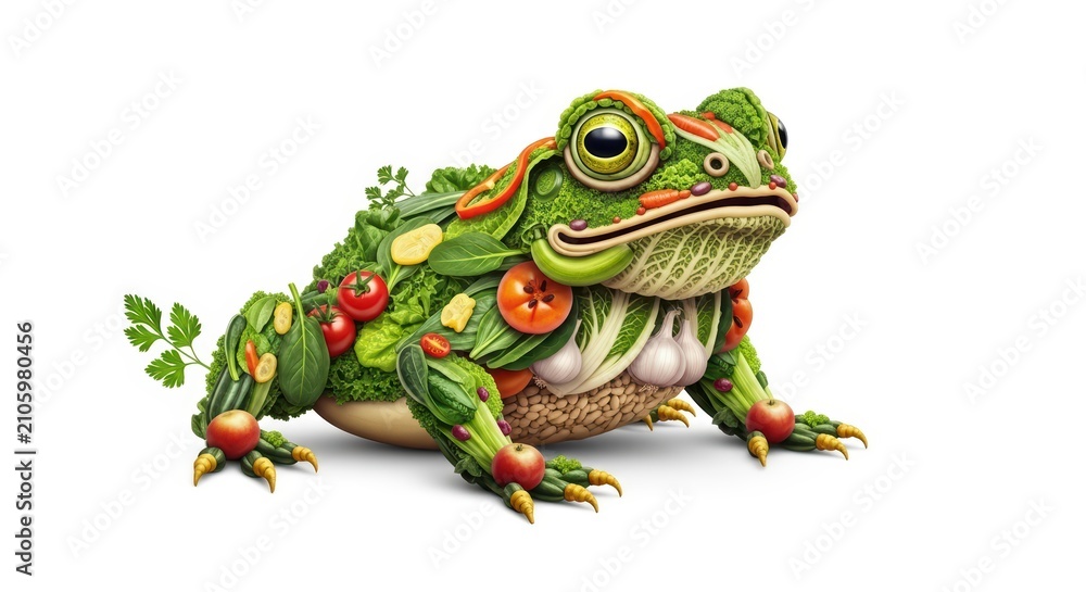 Obraz premium Frog made of vegetables, healthy eating concept