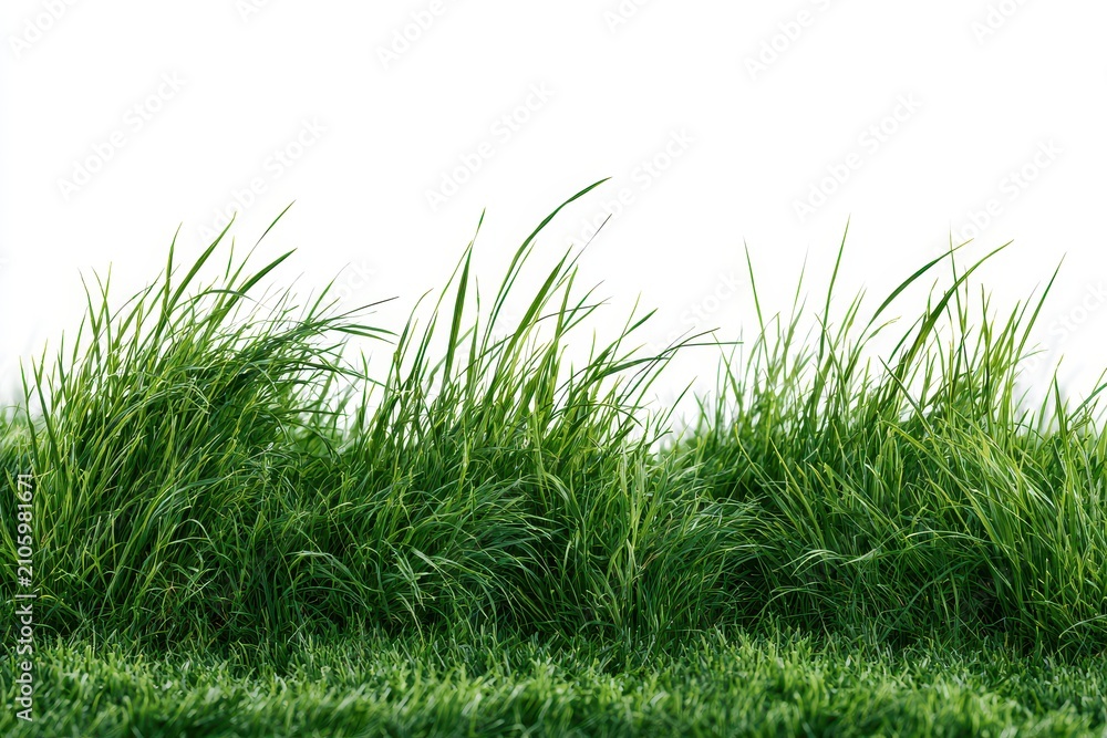 Obraz premium Green grass blades isolated on white background