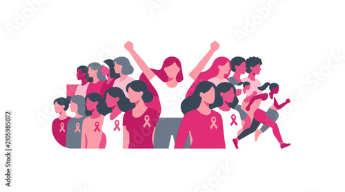 Group of Diverse Women Supporting Breast Cancer Awareness