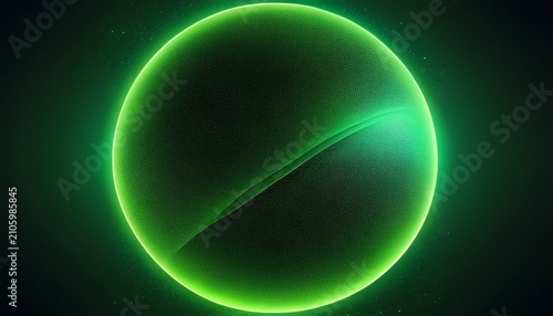 Abstract Neon Green Glowing Sphere With Grainy Texture On Dark Background