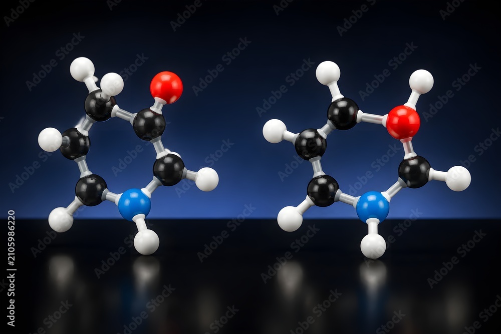 Fototapeta premium Isomer molecular models placed side by side with matching atom colors different arrangements for comparison