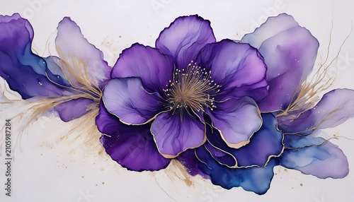 Purple Flower Abstract Alcohol Ink Element