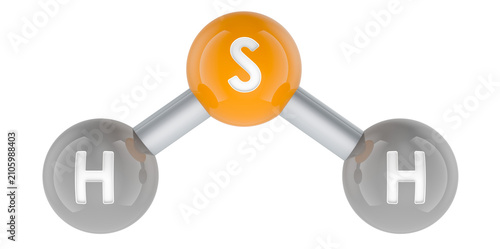 Konstfotografi Hydrogen sulfide H2S molecular model. 3D rendering
