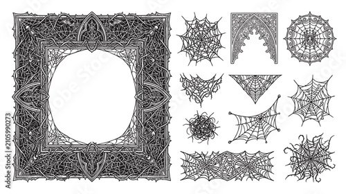 Foto Ornate Spiderweb Frame and Decorative Elements