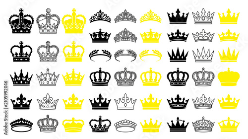 Принти на полотні Collection of Royal Crowns and Tiaras Icons