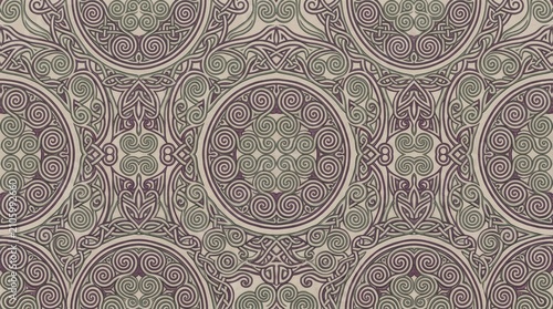Scotland pattern celtic interlace knotwork circular design with scotland scottish interlace geometric ornament seamless