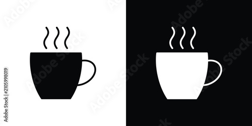 Hot coffee cup icon lineart symbols pack. EPS10