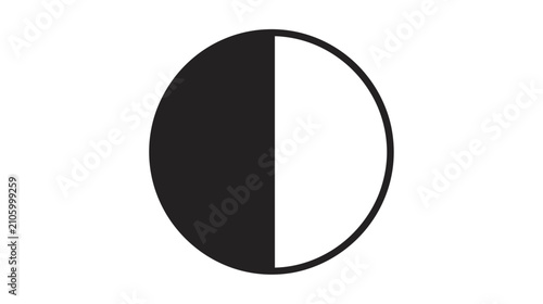 Canvastavla Half Black Half White Circle Symbol