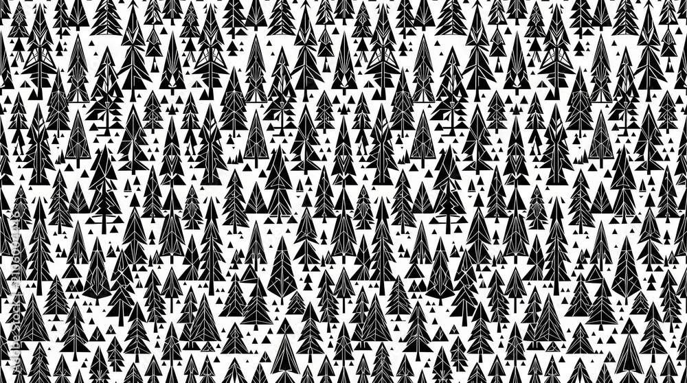 Norway pattern forest pine tree silhouette seamless print with silhouette seamless scandinavian folklore woodland