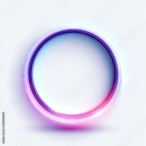 Glowing purple and blue neon ring on white.