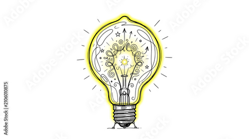 Konstfotografi Glowing light bulb filled with creative ideas and inspiration
