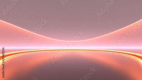 Pastel Pink Podium with Glowing Curved Light