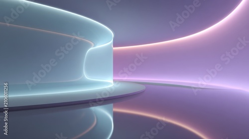 Futuristic Purple Neon Podium for Product Display