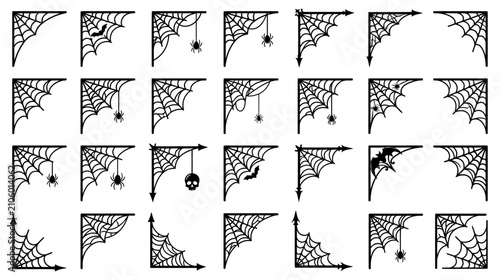 Cuadro en lienzo Halloween Corner Decorations: Spiderwebs, Spiders, Bats, Skulls