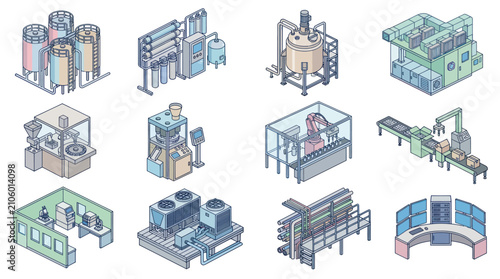 Schilderij op canvas Industrial Manufacturing Equipment and Control Systems Collection