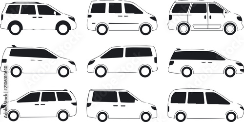 Bilde på lerret van side profile set mpv silhouette comparison vehicle shape icons