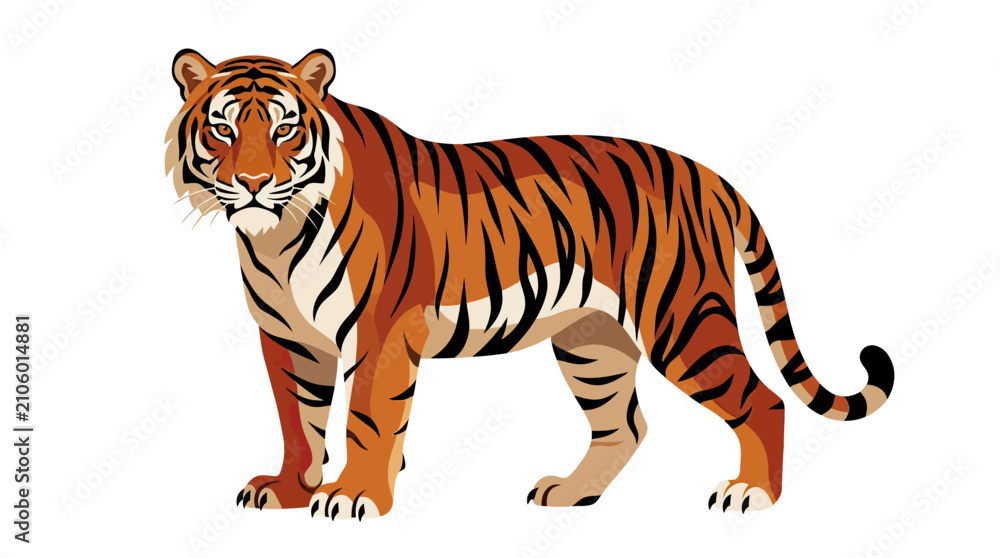 Obraz premium Stunning Vector Illustration of a Majestic Tiger Standing