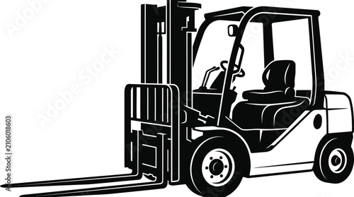 Industrial forklift vehicle silhouette for warehouse operations with lift truck