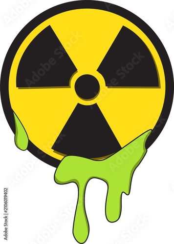 Konstfotografi A radioactive warning symbol dripping with green toxic slime, representing nuclear danger, contamination, hazardous waste, and environmental or chemical threats