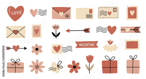Konstfotografi Valentines Day Symbols and Elements Collection.