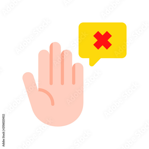 Say No Icon Flat Color Style