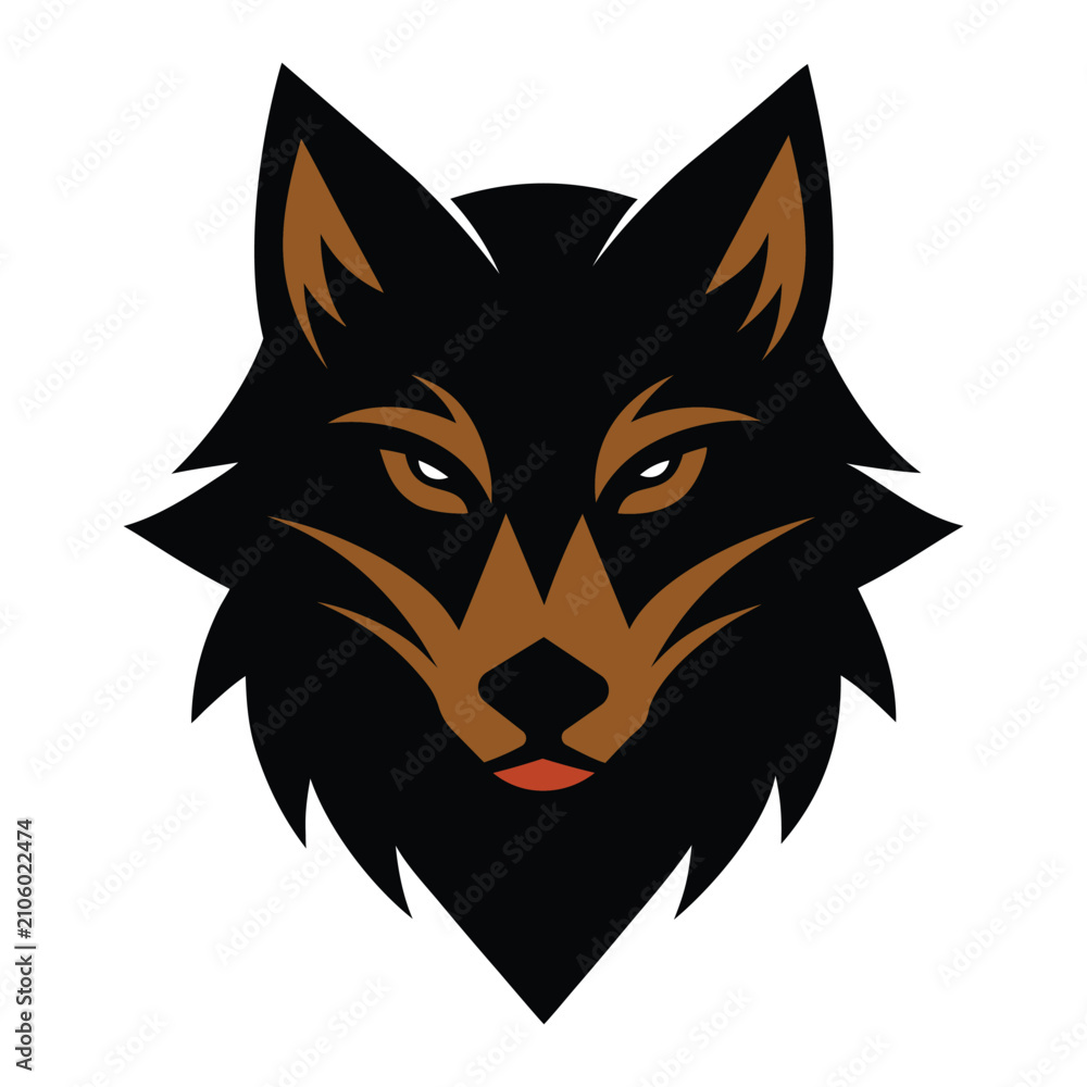 Fototapeta premium Stylized Wolf Head Mascot Logo Modern Geometric Animal Face Vector Illustration Isolated on White Background
