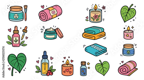 Photos Collection of Skincare and Spa Essentials with Natural Elements.