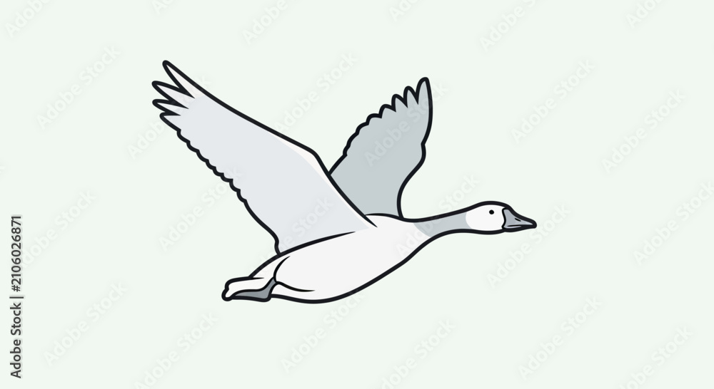 Obraz premium White flying goose silhouette illustration in profile