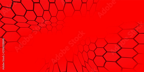 Obraz na płótnie Abstract red and black background in the shape of a hexagonal cube