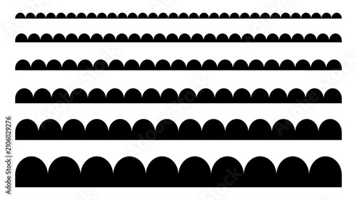 Scallop Edge Border pattern set Vector, Seamless scalloped edge dividers collection,  Wave Line Divider and zig zag border