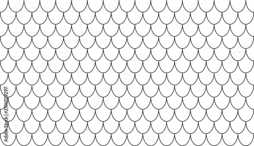 Fish Scale Pattern Vector,  Seamless Scalloped Decorative Background