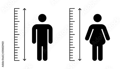 Quadro su tela Human Body Height Measurement Scale Vector Set, Male and Female Height Indicator