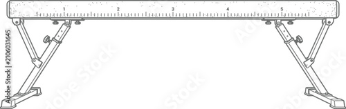 Industrial folding trestle table leg mechanism outline drawing with mechanism industrial technical