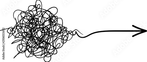 Canvastavla Tangled line becoming a straight arrow, symbolizing progress