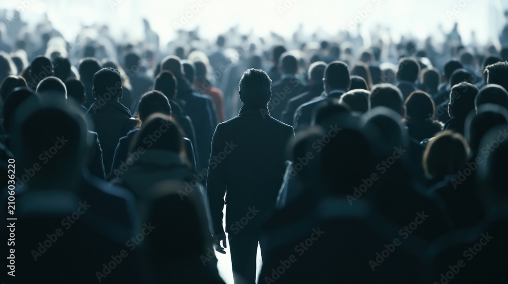 Fototapeta premium Crowd of people walking silhouette