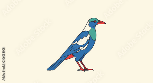 Фотография Stylized blue and red bird profile illustration.