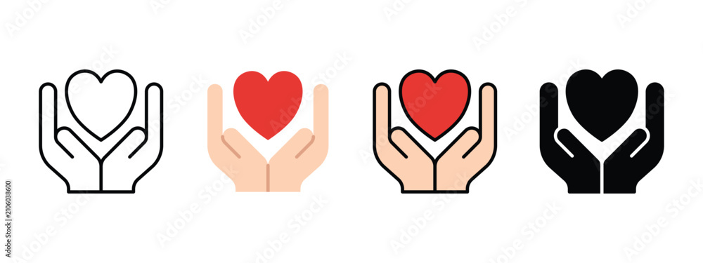 Fototapeta premium Love Hand Care Icon for HIV Support and Community Health Awareness