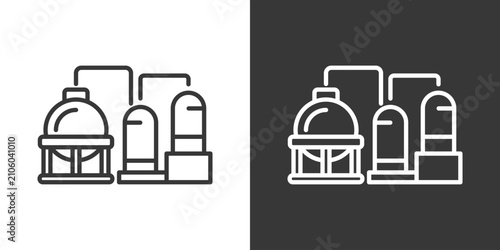 Foto Industrial Refinery Icon Set Vector Collection Isolated In Black And White
