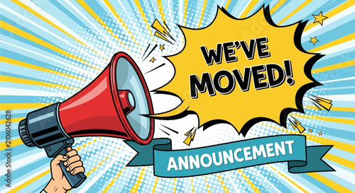 Megaphone Announcement Weve Moved Graphic Design.