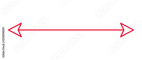 Fotografía Red horizontal line with opposing arrows